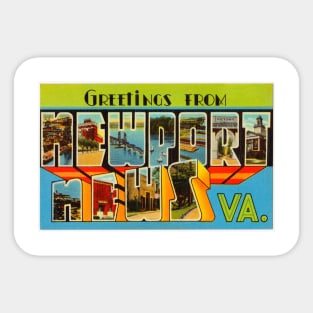 Greetings from Newport News, Virginia - Vintage Large Letter Postcard Sticker